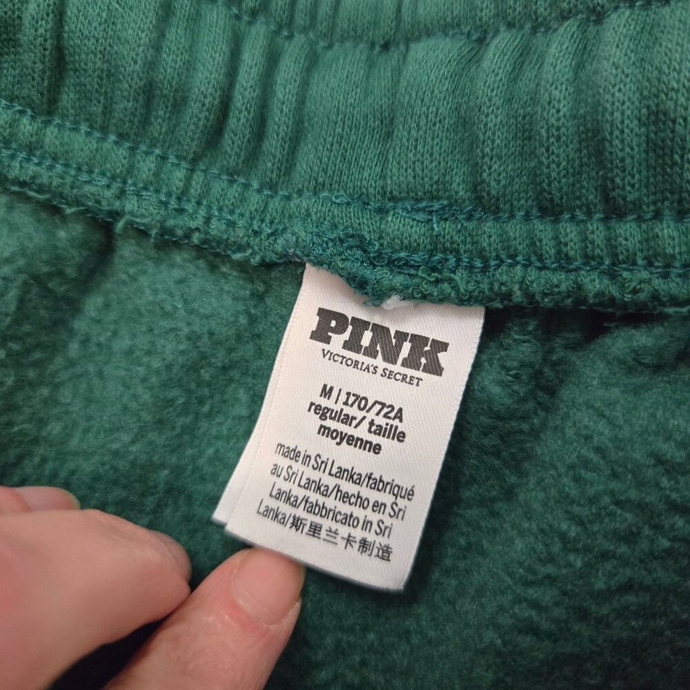 PINK by VS Ivy Fleece Campus Green Sweatpants High-Waisted Relaxed - Picture 7 of 8